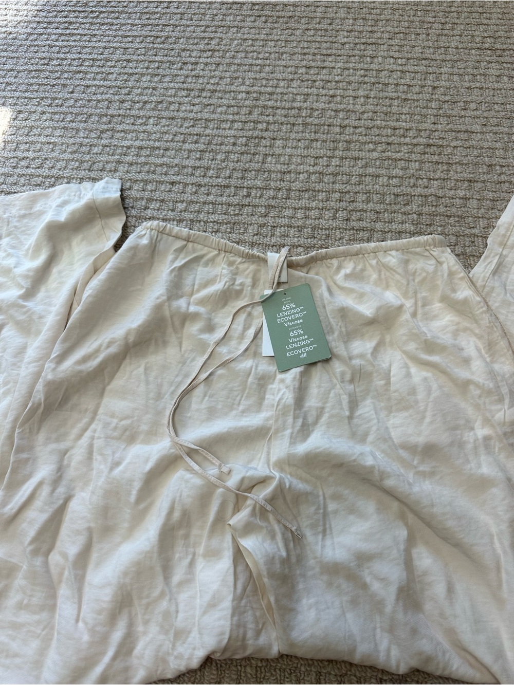 H&M NWT Cream Wide Leg Drawstring Pants Sz S - Picture 5 of 5